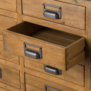 Draftsman Collection Solid Pine 20 Drawer Chest With Gun metal Grey